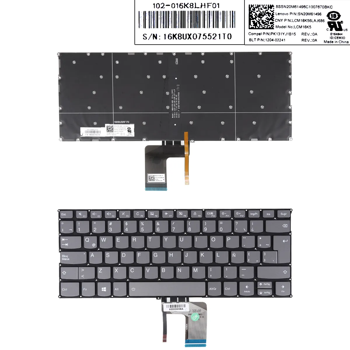 Picture of Lenovo IdeaPad 720s-13 720s-13ISK 720s-13IKB 720s-13IKBR GRAY (Backlit)WIN8